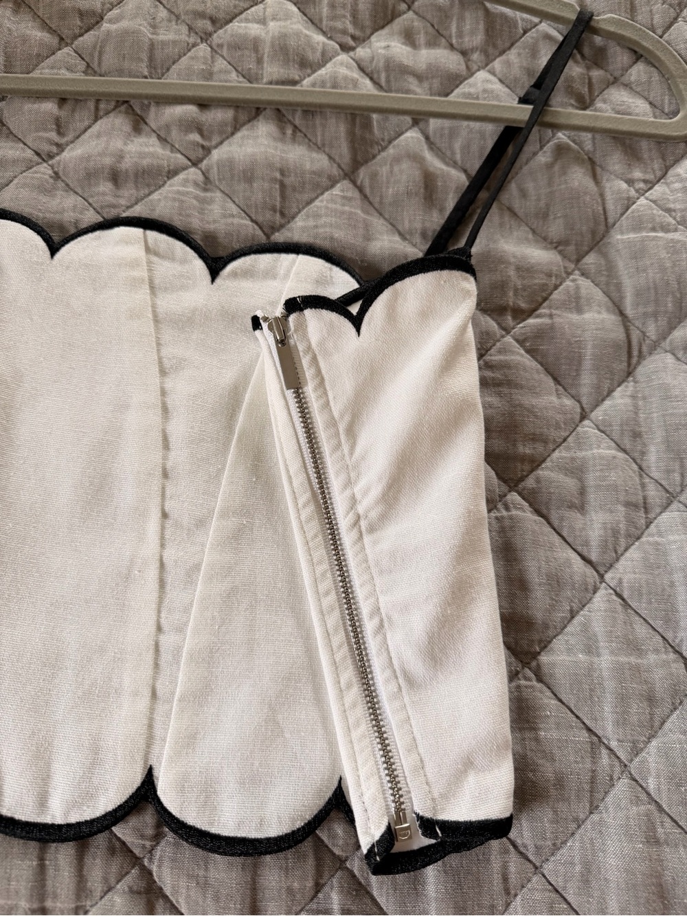 Meshki White Crop Top with Black Scallop Trim - Picture 8 of 9